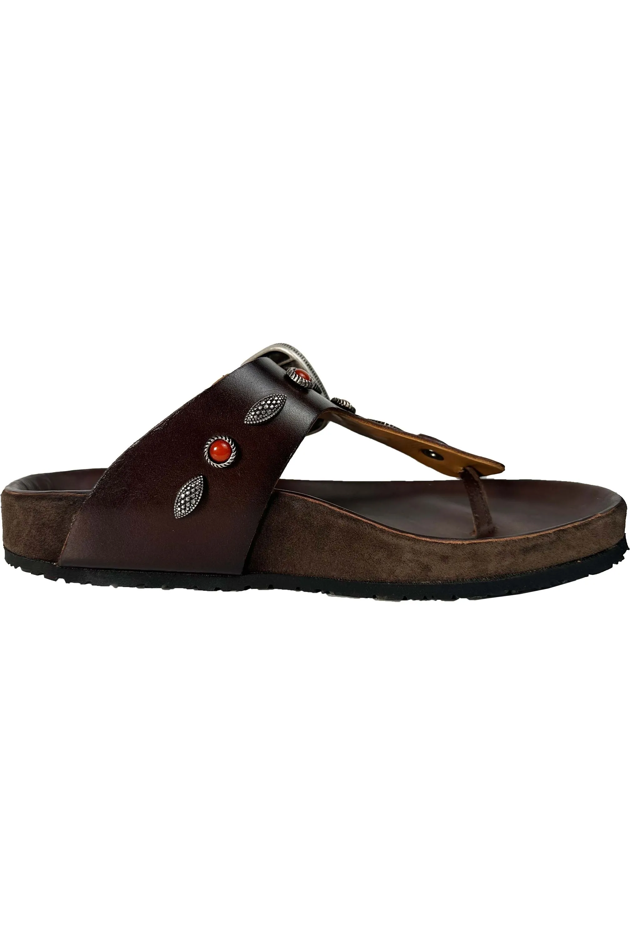 Jo Ghost Dahlia Embellished Thong Slide Sandal 3538BIS | Dark Brown