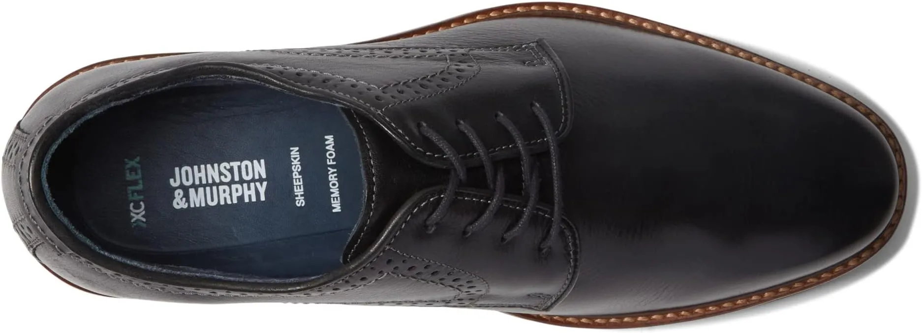 Johnston & Murphy XC Flex Raleigh Plain Toe Oxfords in Black Full Grain