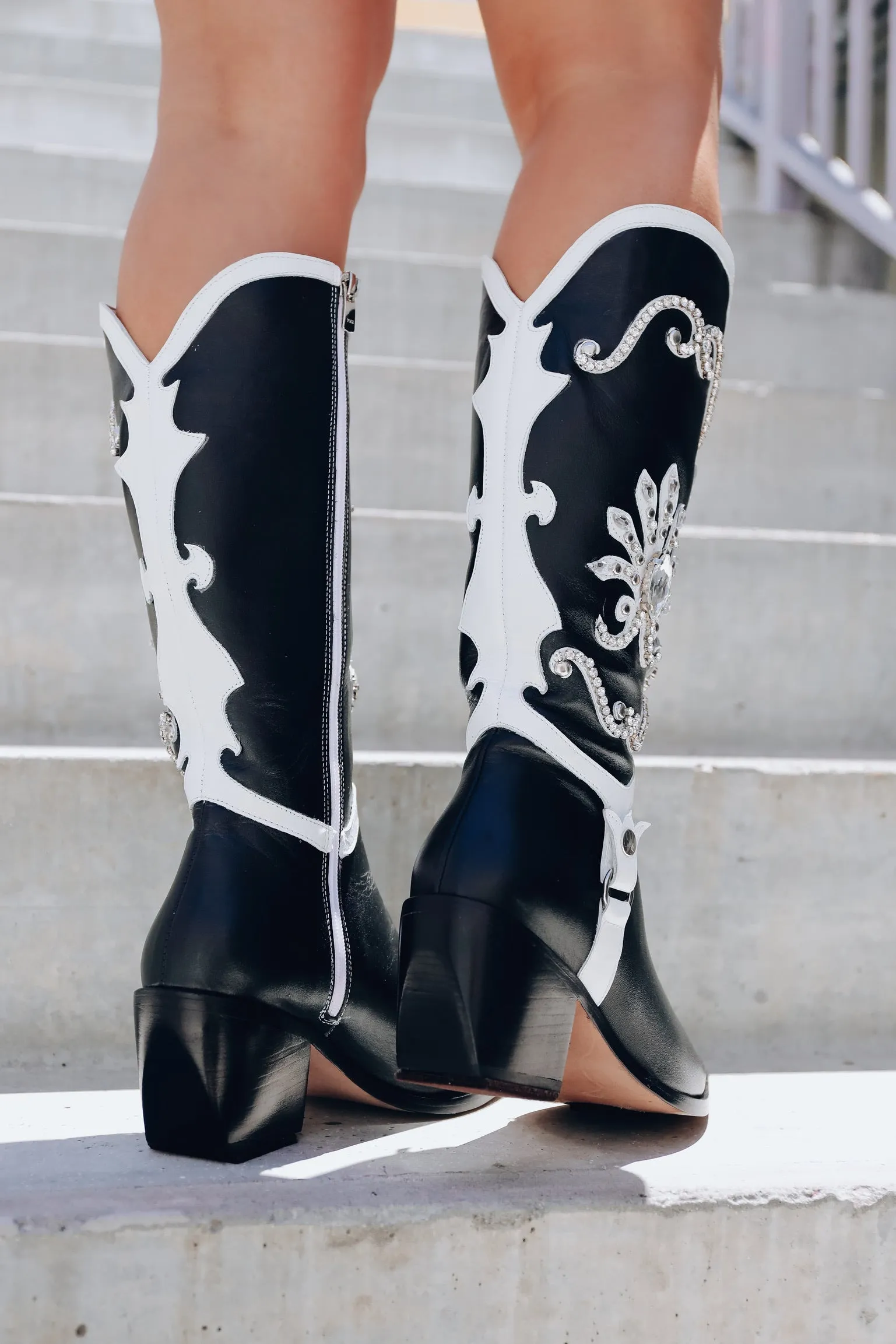 Jolene Embellished Cowgirl Boots - Black