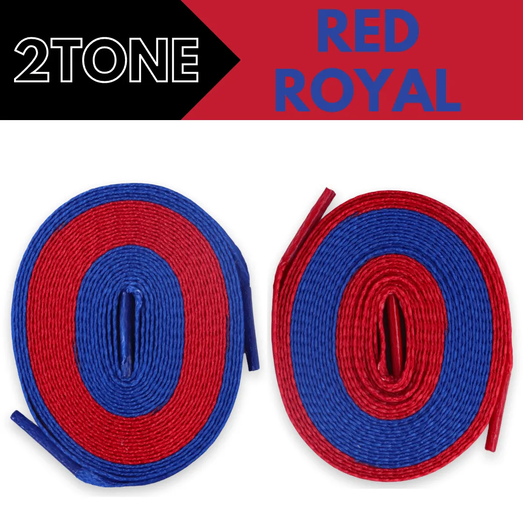 Jordan 1 Laces 2TONE Union Flat - AJ1 Top 3 Royal Blue and Varsity Red