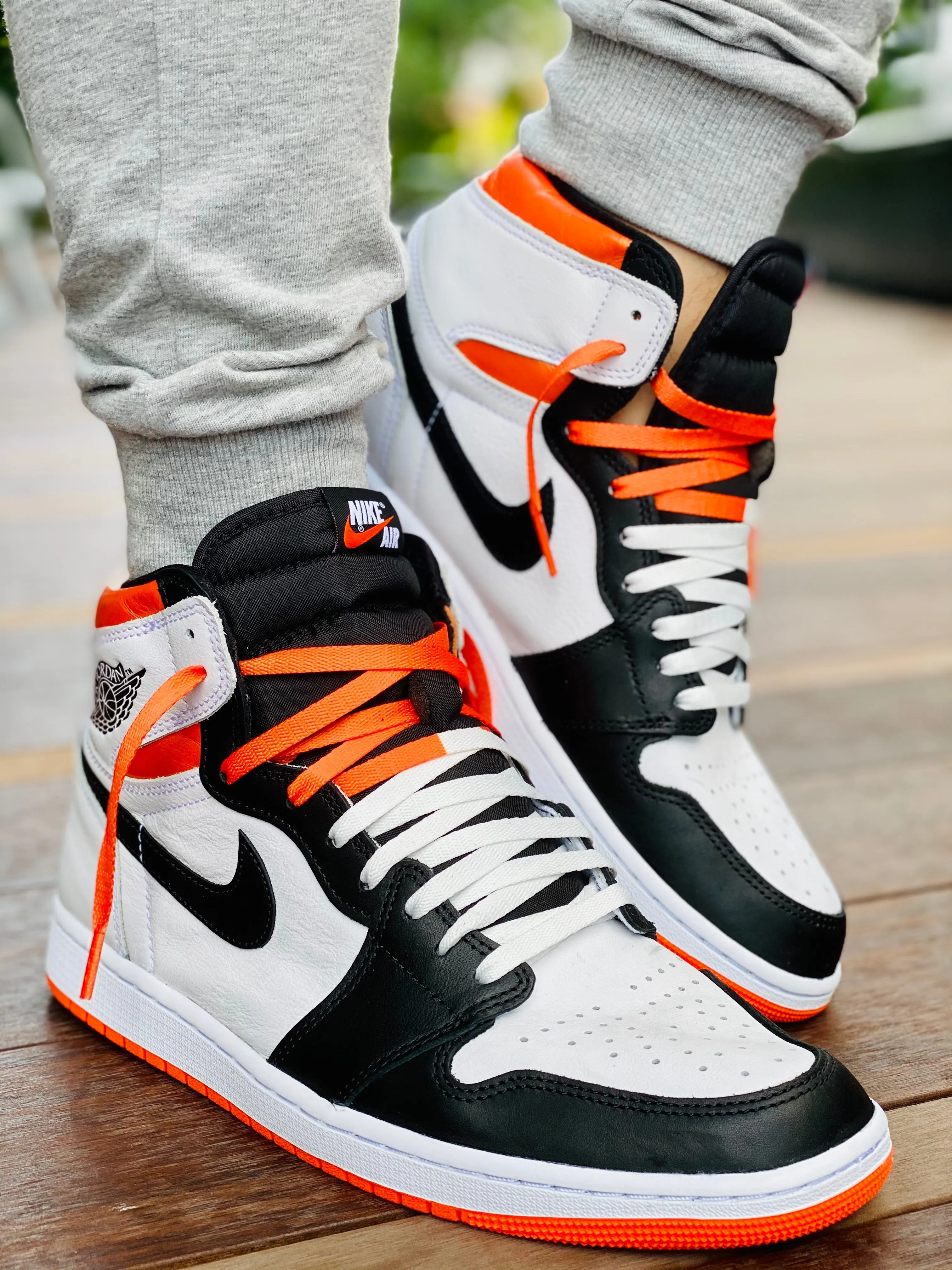 Jordan 1 Laces 2TONE Union Flat - White with Electro Orange