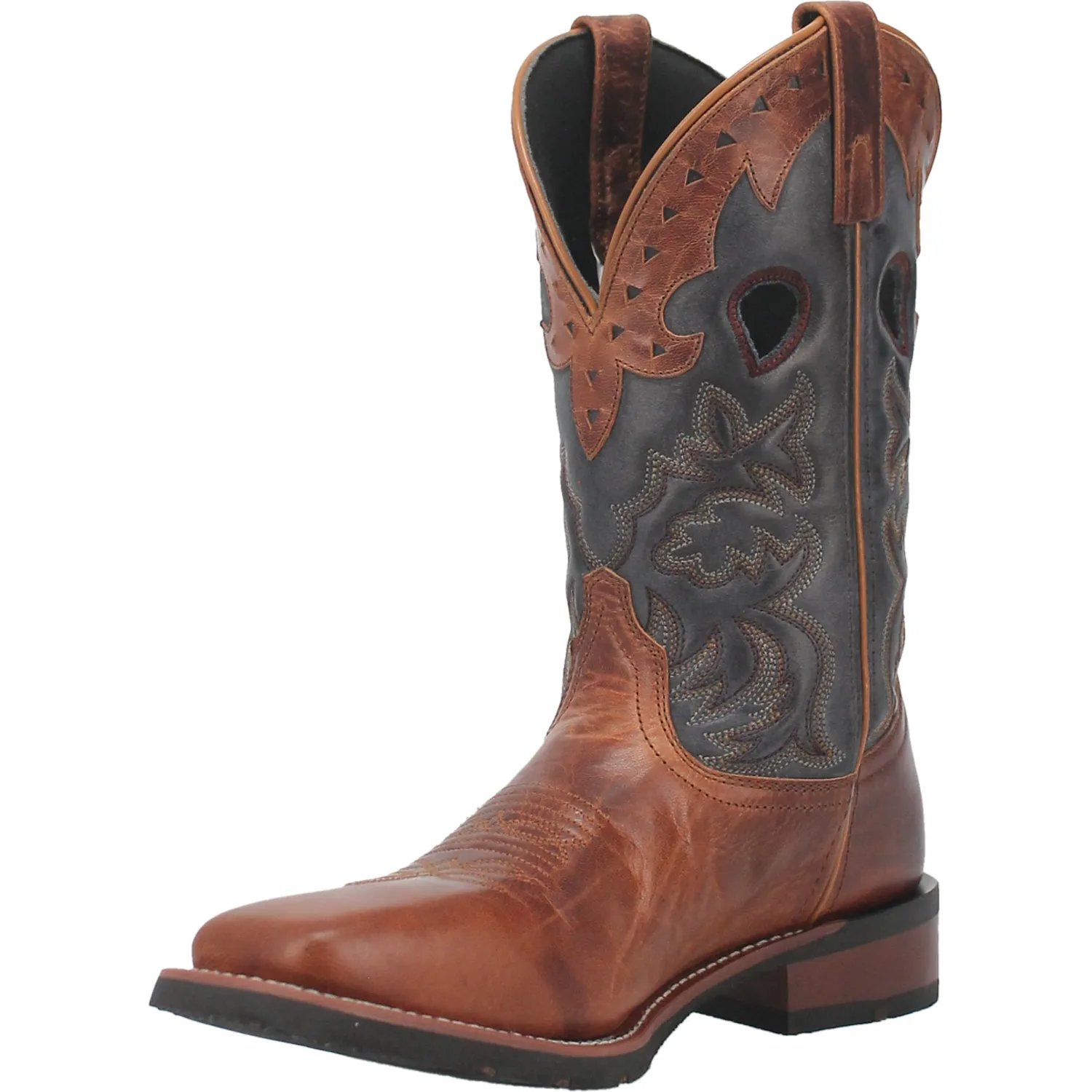 Laredo Mens Ross Cowboy Boots Leather Tan/Blue