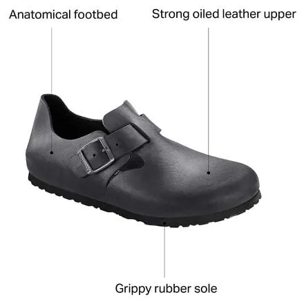 Leather shoes London men's Birkenstock, color Black Oiled Leather