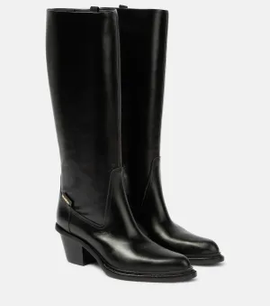 Max Mara leather knee-high boots, black