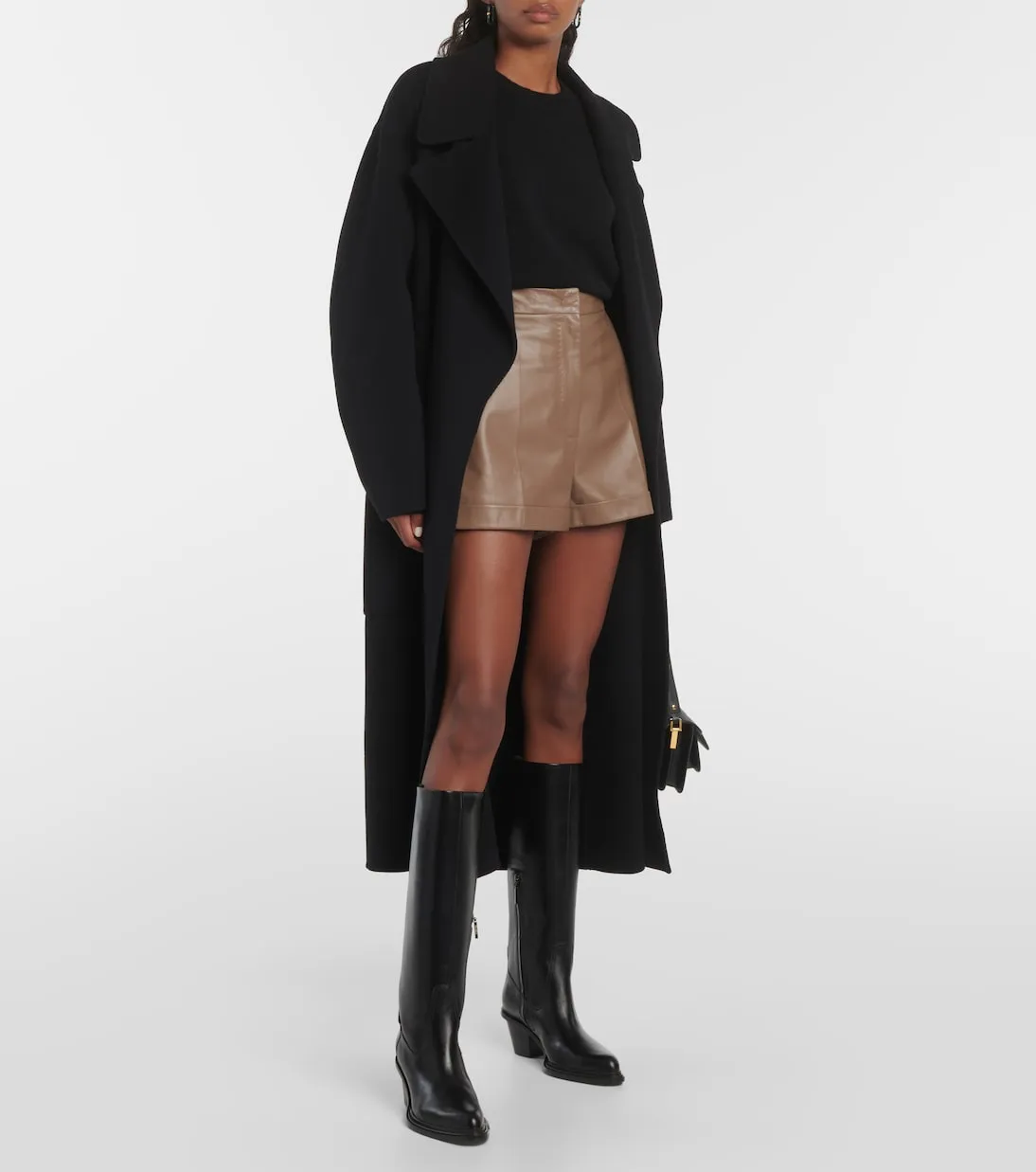 Max Mara leather knee-high boots, black