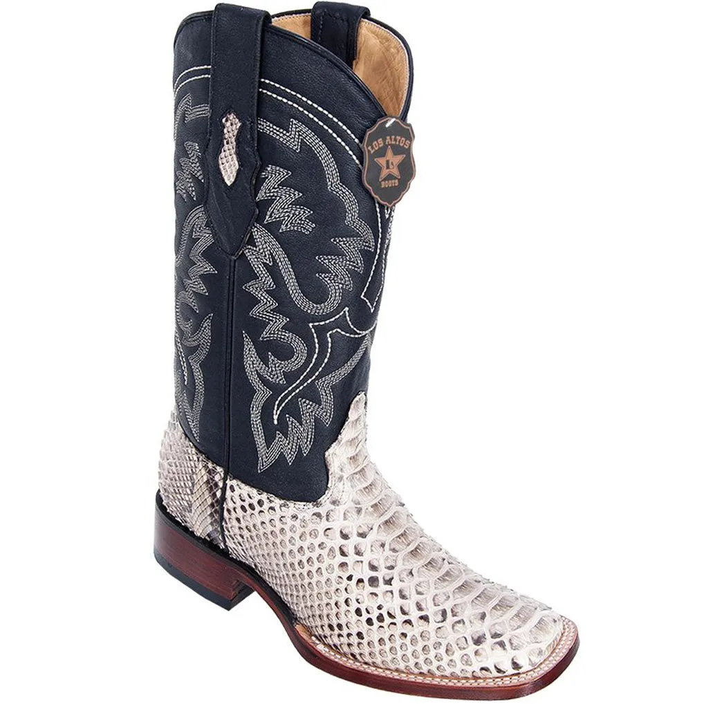 Natural Python Square Toe Boots