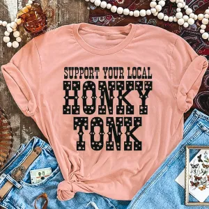 Online Exclusive | Support Your Local Honky Tonk Short Sleeve Graphic Tee in Desert Rose Pink