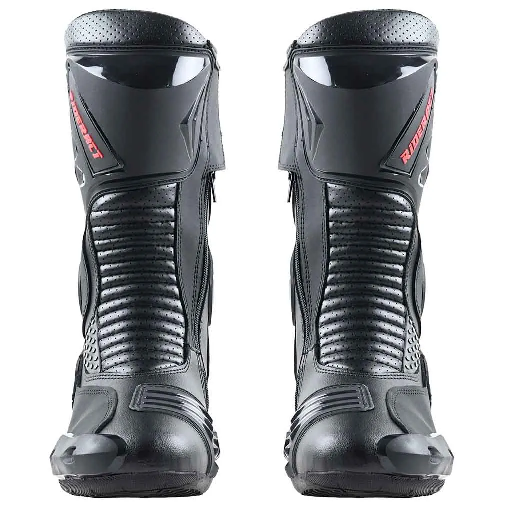 RIDERACT® Mens Road Motorcycle Boots Race Ready Black