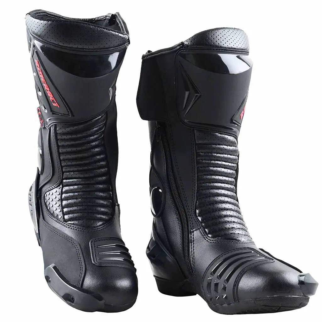 RIDERACT® Mens Road Motorcycle Boots Race Ready Black