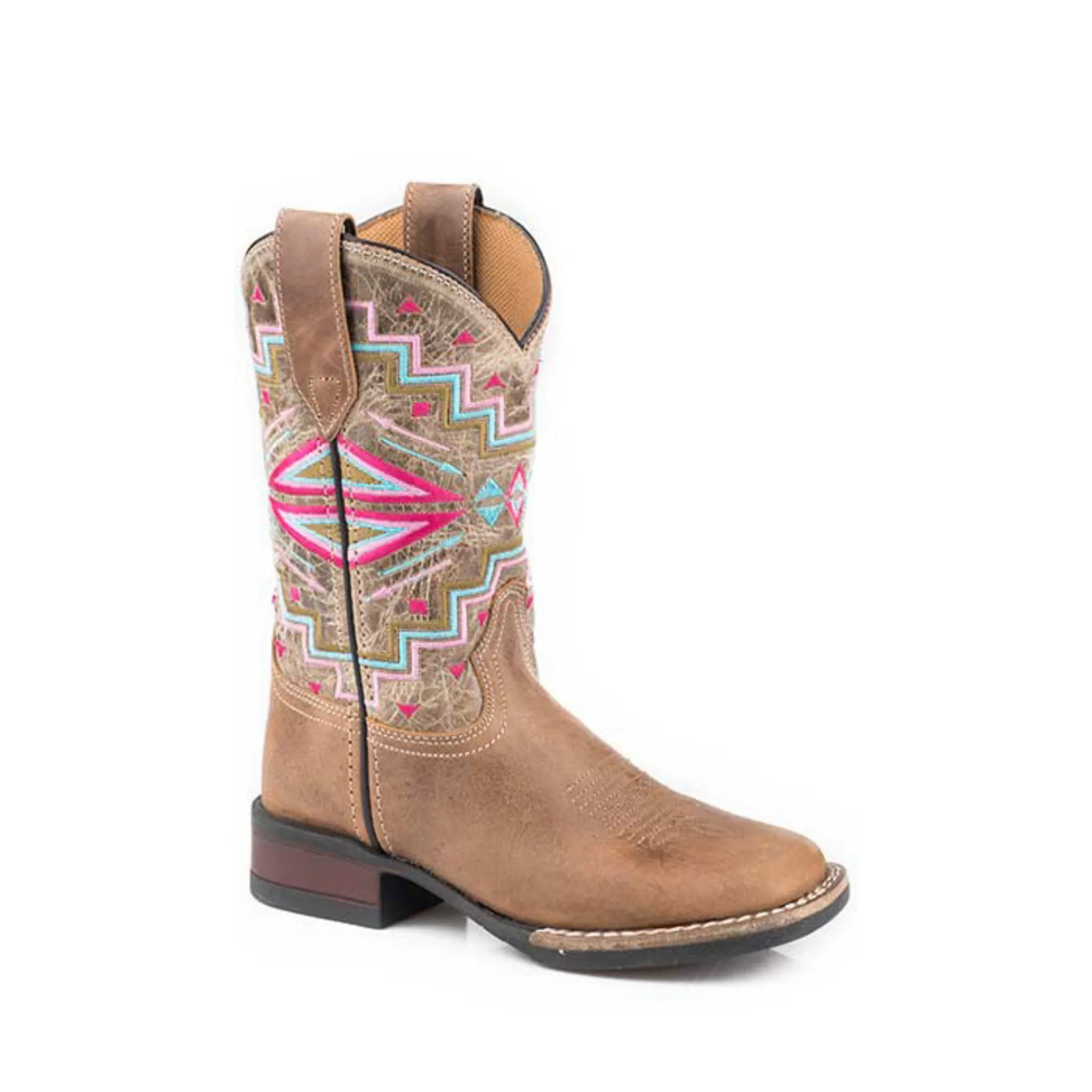 ROPER GIRLS MONTEREY AZTEC SQUARE TOE WESTERN BOOT - 0901809122569