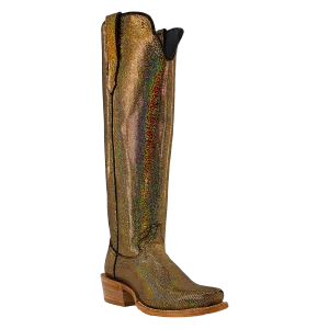 R.Watson 17" Gold Holographic Disco Fever Blunt Toe Boots for Women