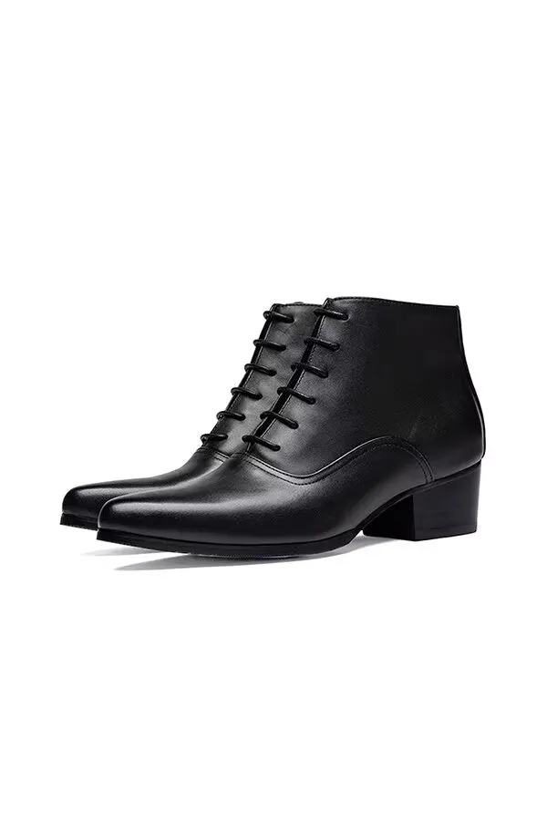 SharpElegance Pointed Lace-Up Boots