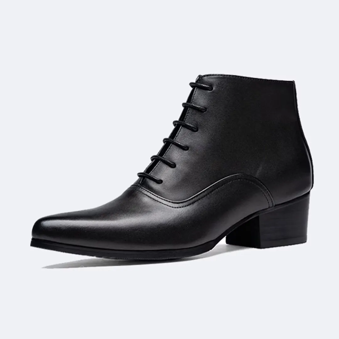 SharpElegance Pointed Lace-Up Boots