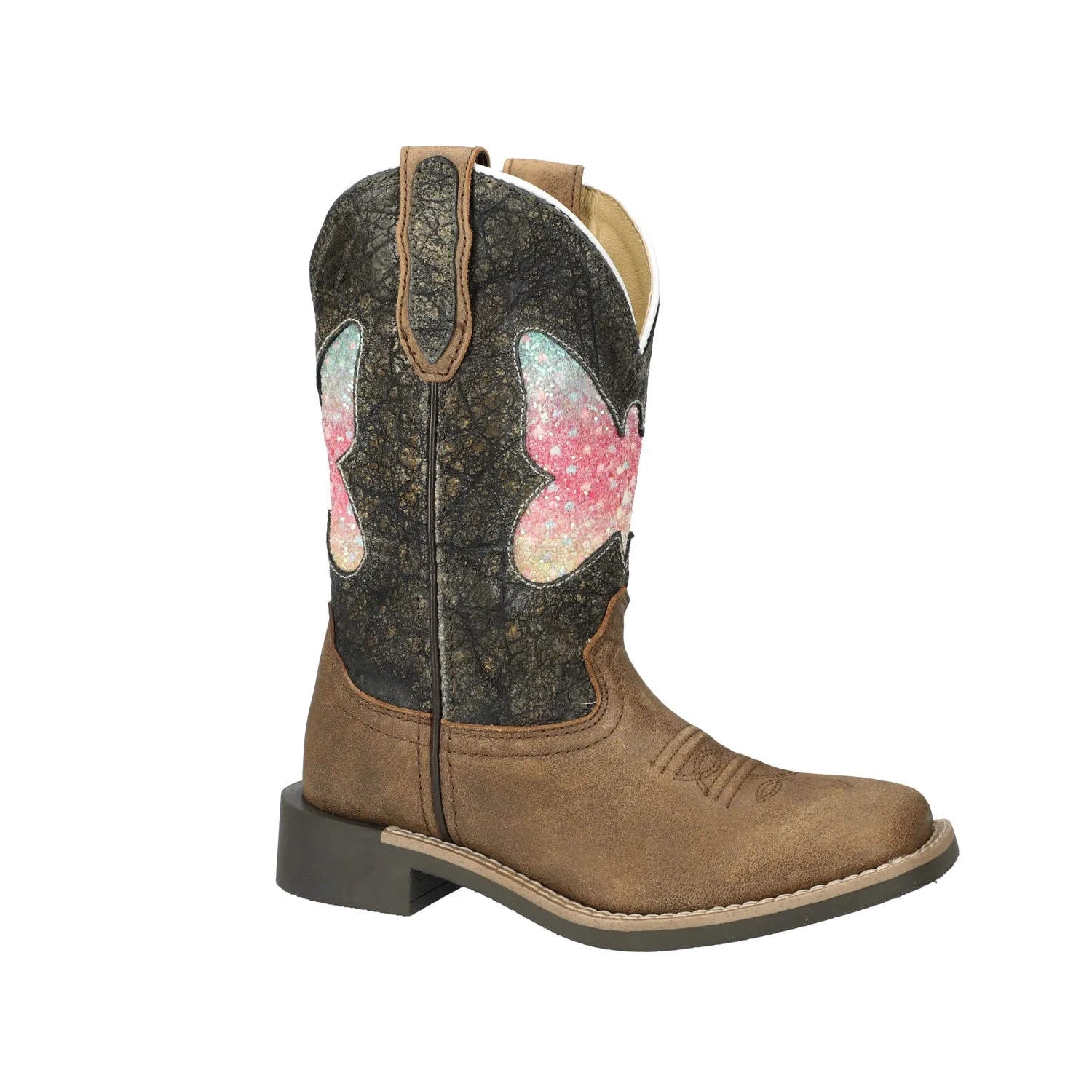 Smoky Mountain Boots Girls Chloe Brown/Vintage Charcoal Leather Cowboy Boots