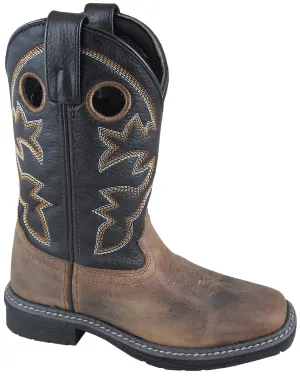 Smoky Mountain Childrens Boys Stampede Brown/Black Leather Cowboy Boots