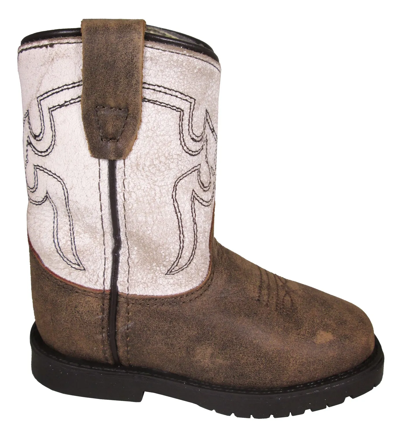 Smoky Mountain Toddler Unisex Autry Antique White/Brown Leather Cowboy Boots 9D