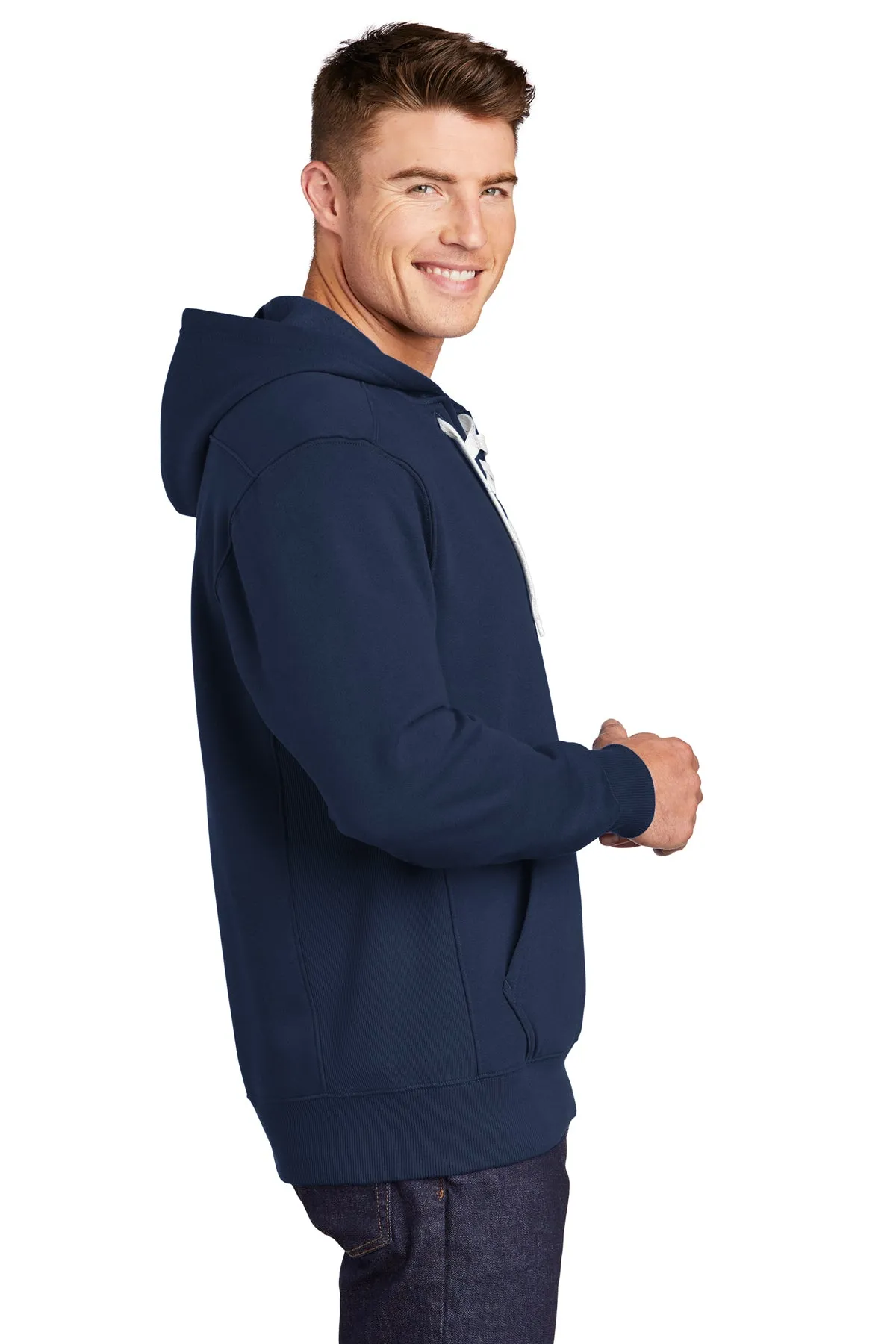 Sport-Tek Lace Up Pullover Custom Hooded Sweatshirts, True Navy