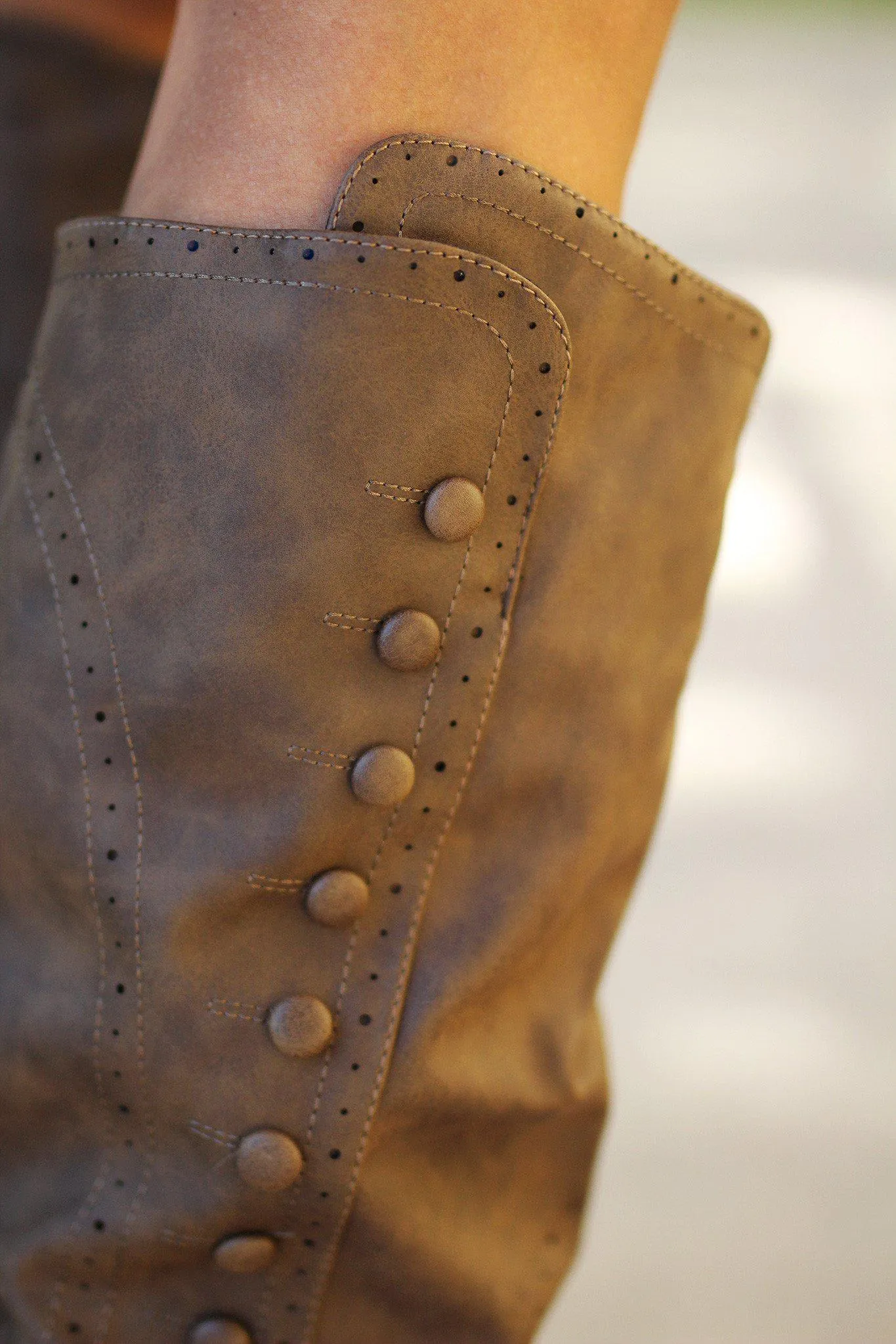 Taupe Button Detail Tall Boots