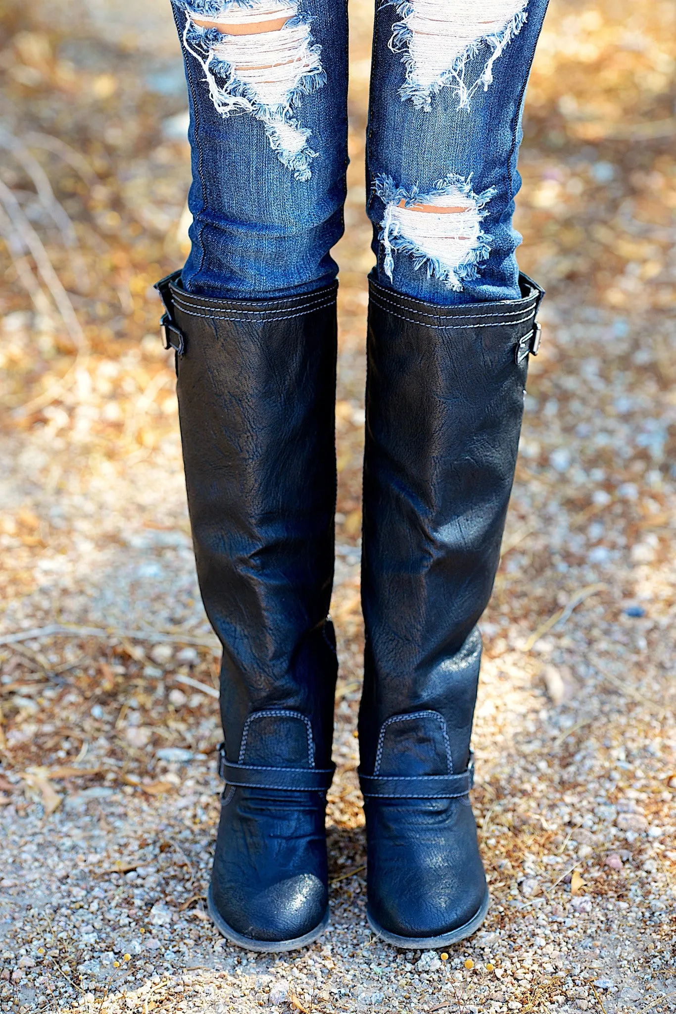 To Die For Black Boots - Blue Zipper