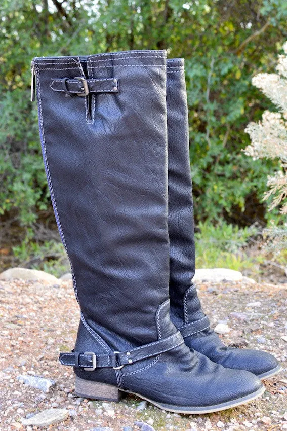 To Die For Black Boots - Blue Zipper