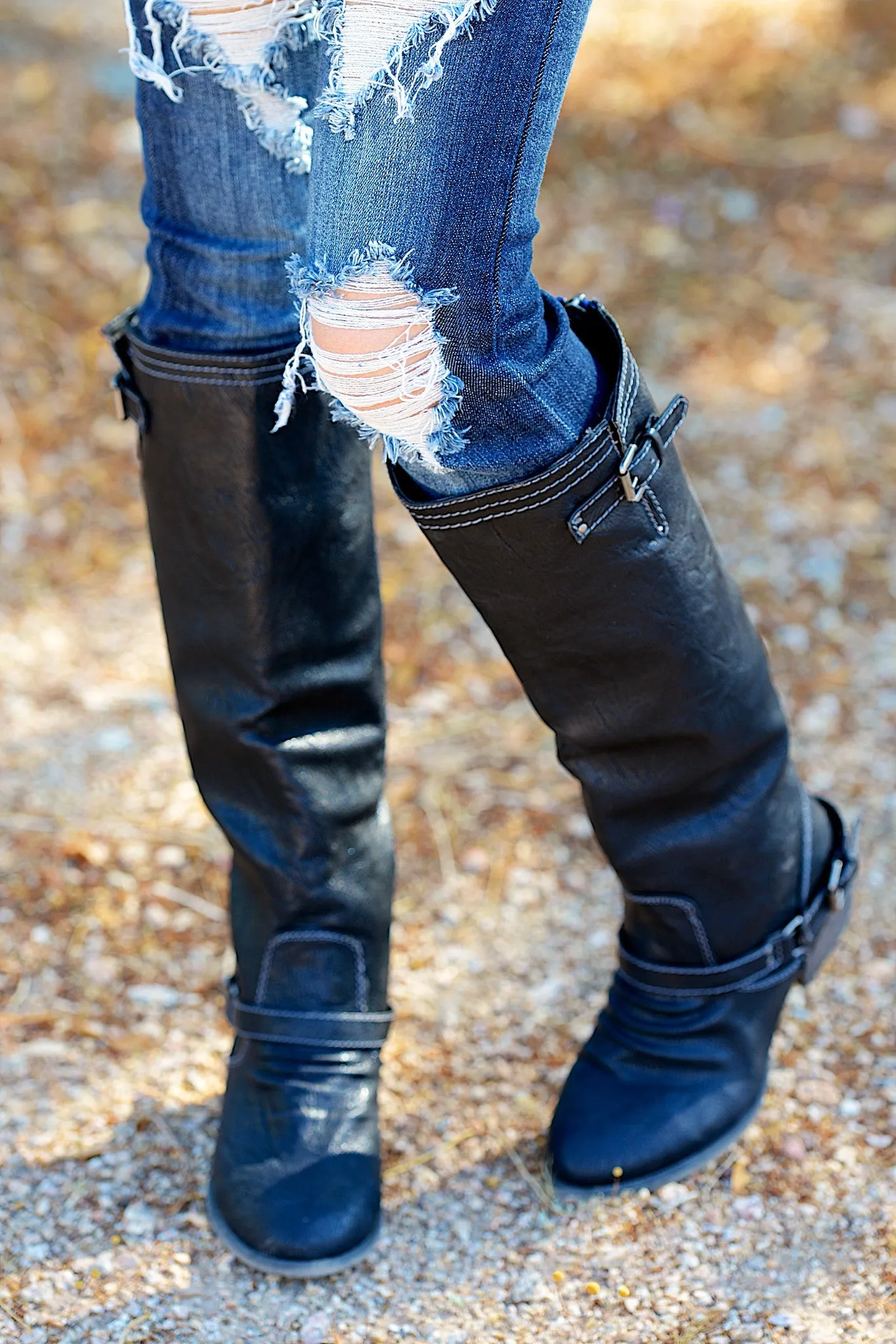 To Die For Black Boots - Blue Zipper