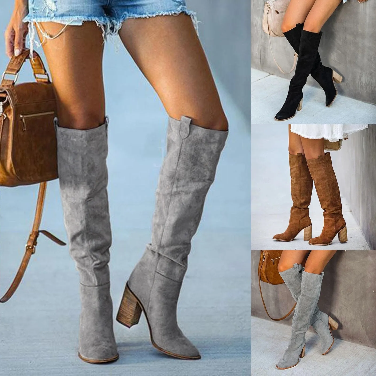 Trendy Solid Color High Heel Boots