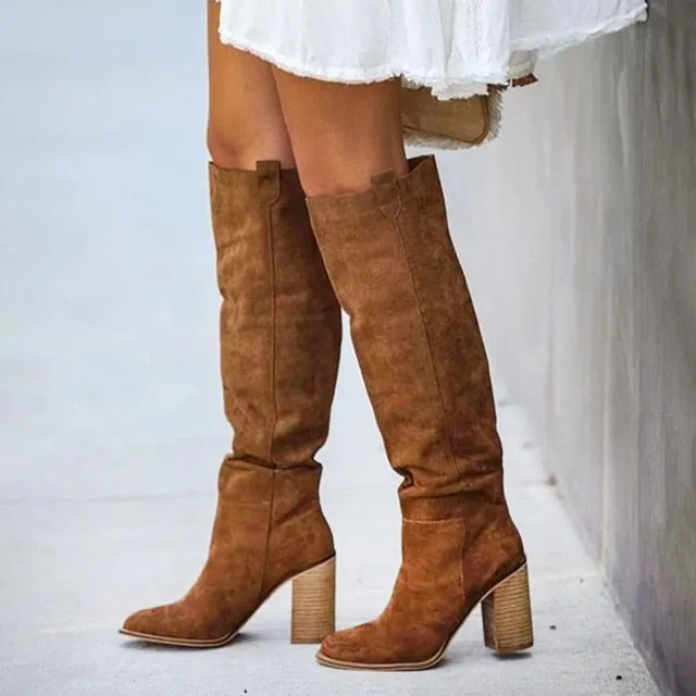 Trendy Solid Color High Heel Boots