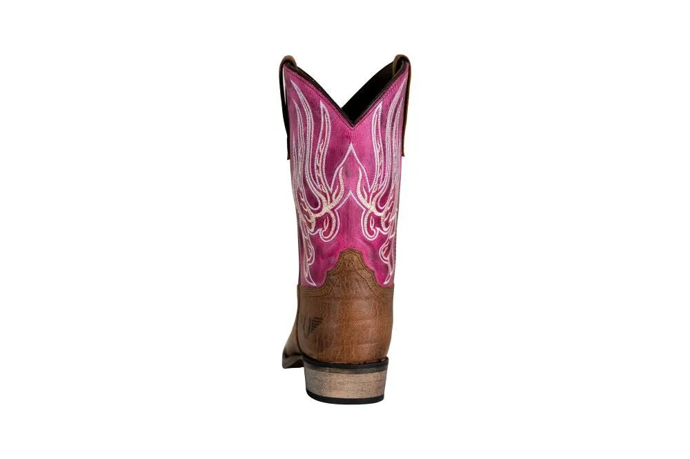 TuffRider Children Arches Flame Embroidered Pink Shaft Square Toe Western Boots