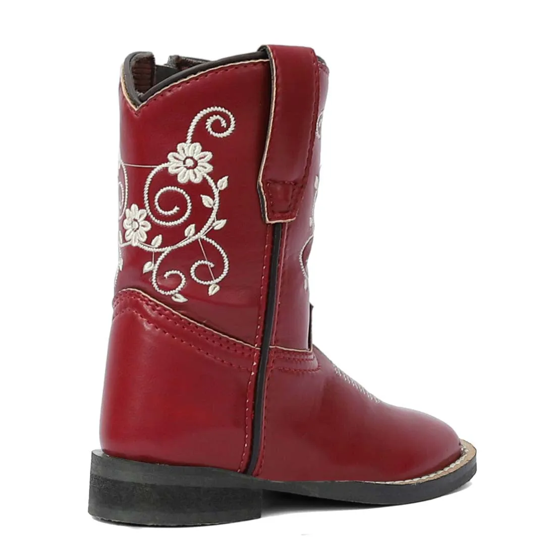 TuffRider Toddler Fire Red Floral Western Boot