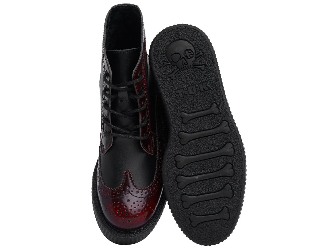 T.U.K Burgundy Rub Off brogue Wingtip Viva Low Creeper Boot