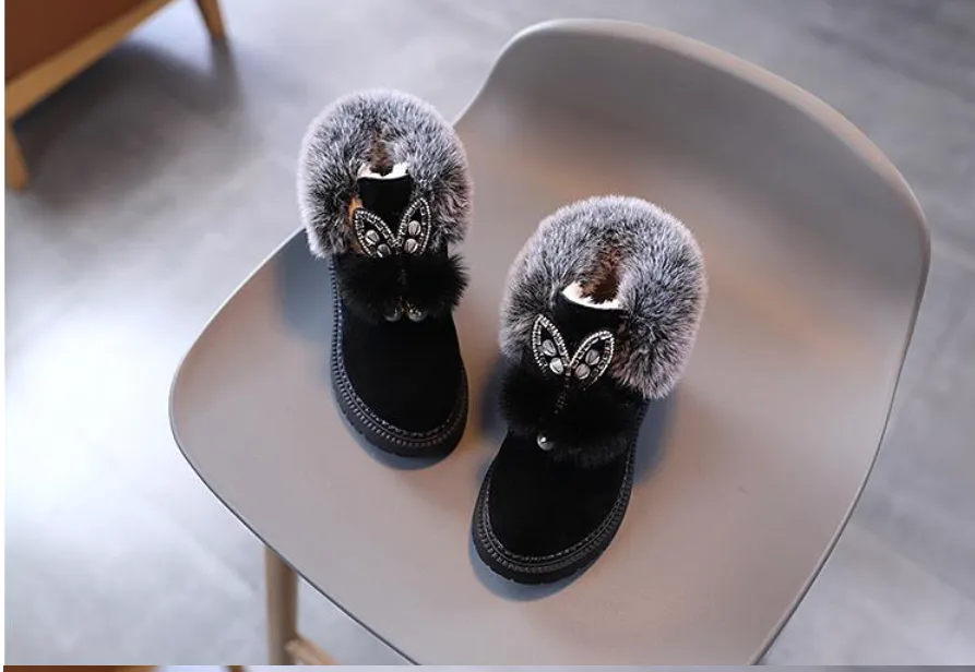 Unisex Winter Soft Bottom Plush Faux Fur Comfy Boots For Kids