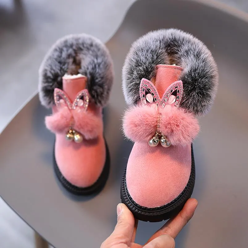 Unisex Winter Soft Bottom Plush Faux Fur Comfy Boots For Kids