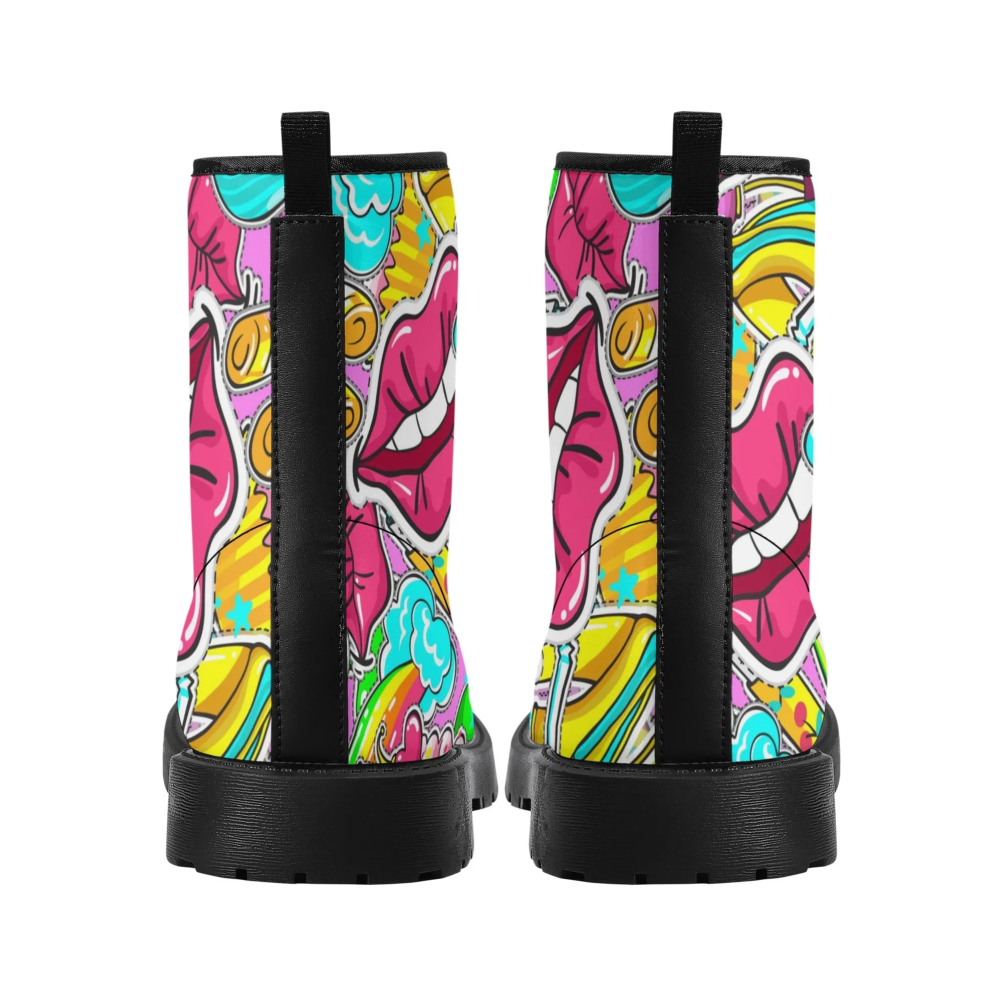 Womens Custom Boots, Cupcake Kisses Festival Combat Boots