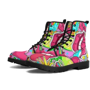 Womens Custom Boots, Cupcake Kisses Festival Combat Boots