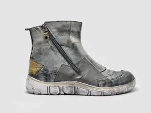 Women's Original Wool-Lined Zip-Up Leather Boots - Grey/Yellow