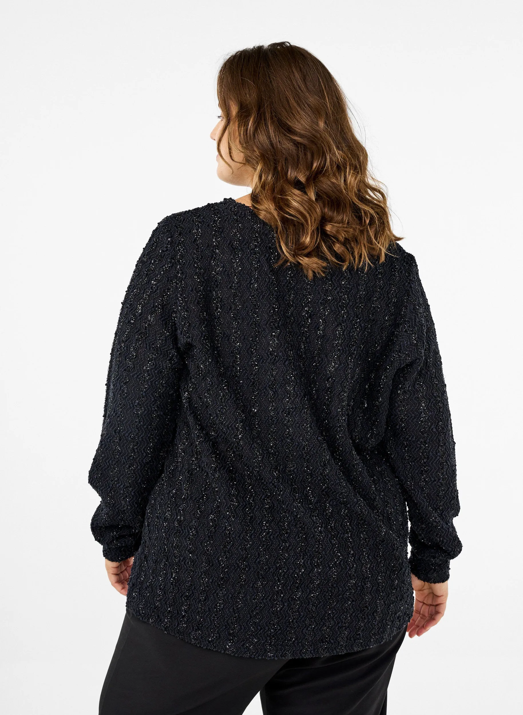 Zizzi Nika Shimmer Blouse in Black